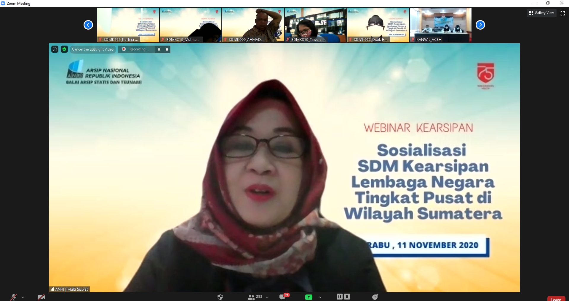Balai Arsip Statis dan Tsunami ANRI Gelar Sosialisasi SDM Kearsipan di Wilayah Sumatera