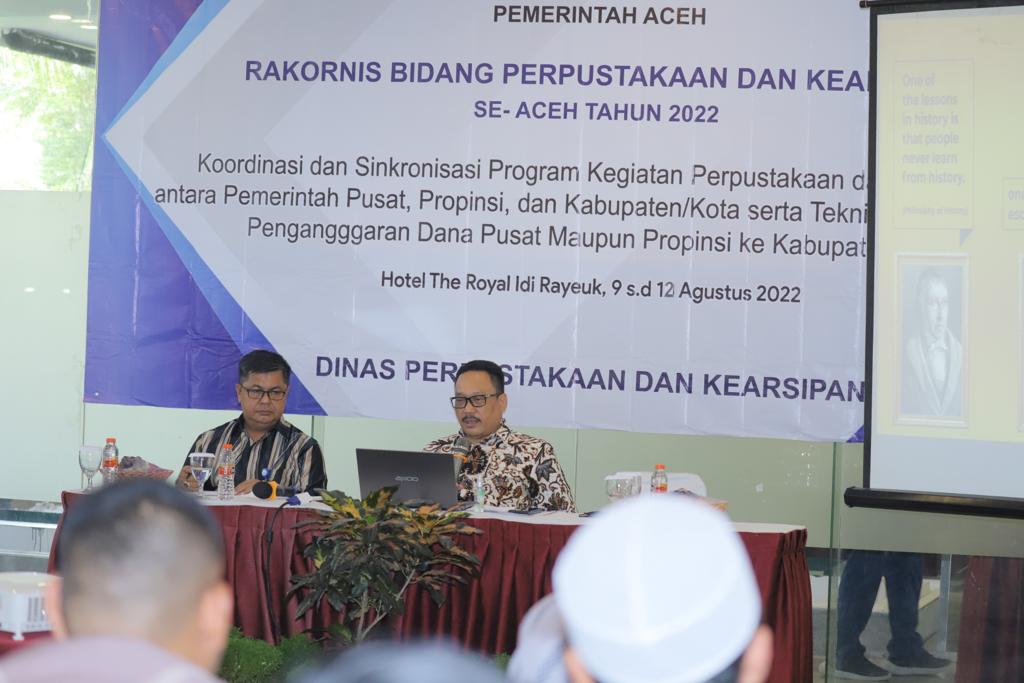 Kepala ANRI Membuka Acara Rakornis Bidang Perpustakaan dan Kearsipan Se-Aceh Tahun 2022.