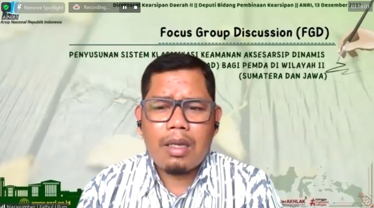 ANRI Selenggarakan FGD Penyusunan Sistem Klasifikasi Keamanan Akses Arsip Dnamis Bagi Pemerintah Daerah di Sumatera dan Jawa