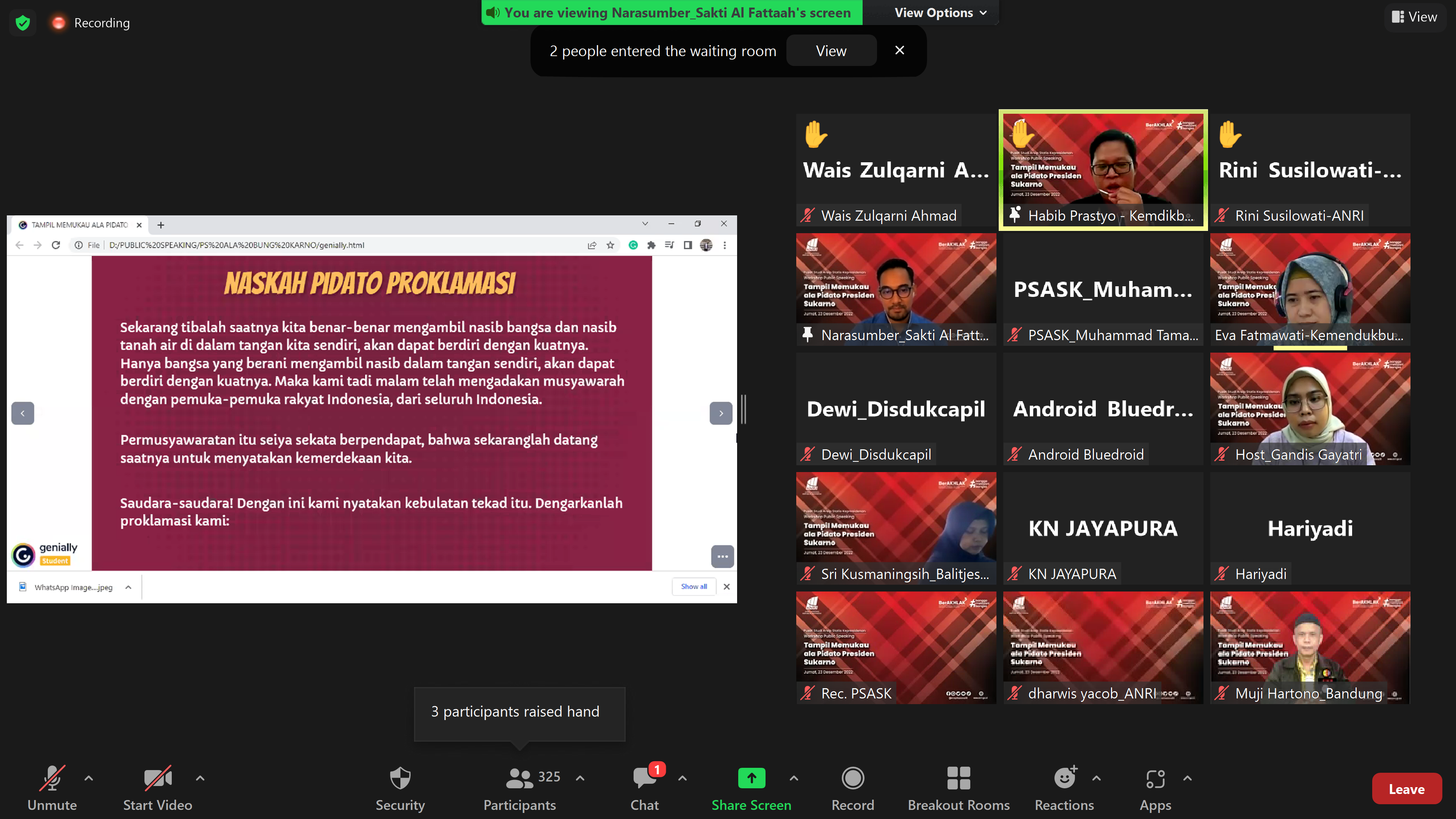 PSAS Kepresidenan Mengadakan Peningkatan Kemampuan Public Speaking dengan Meniru Gaya Berpidato Presiden Sukarno