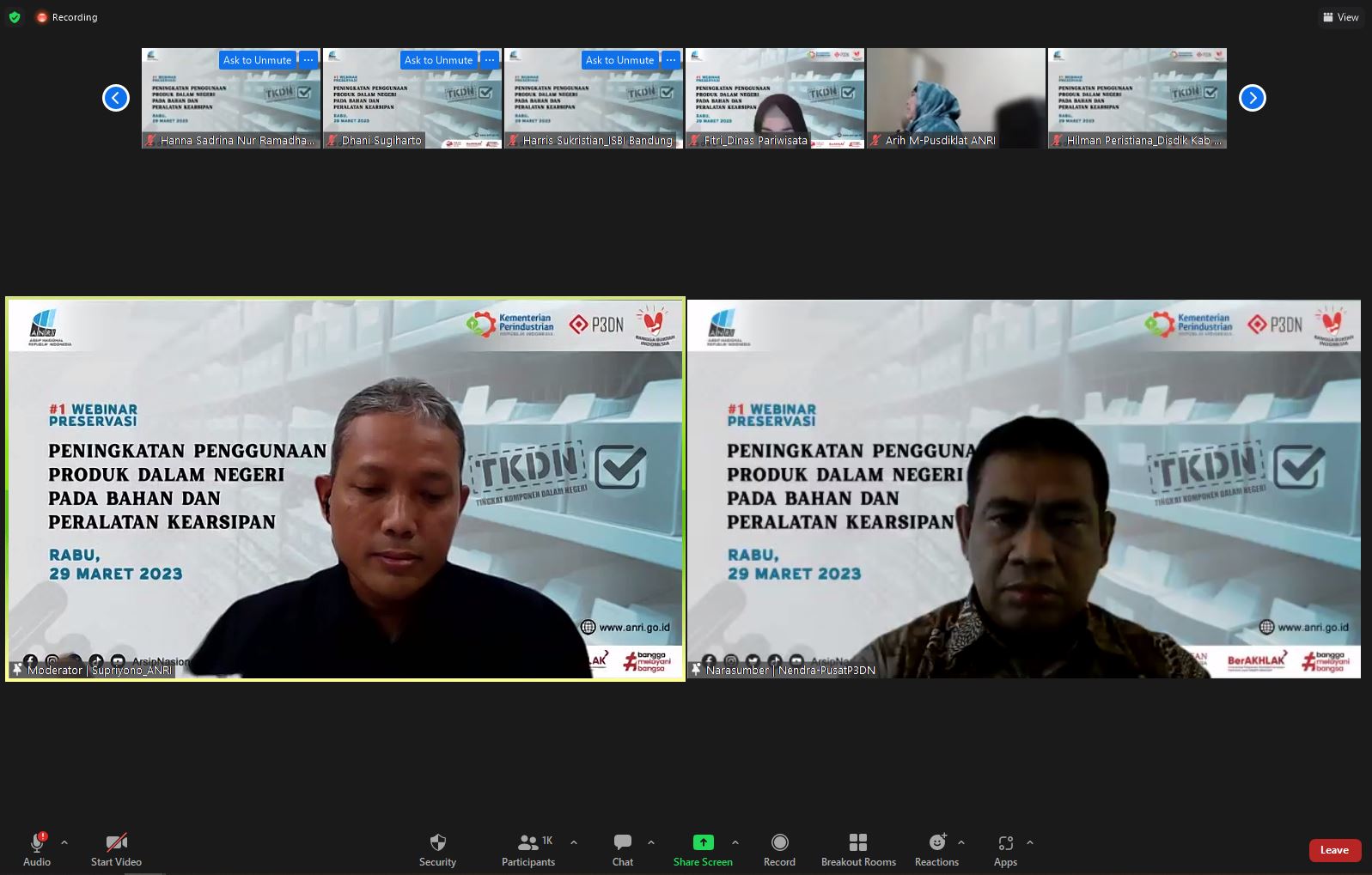 Tingkatkan Perekonomian Indonesia, Direktorat Preservasi Gelar Webinar Penggunaan Produk Dalam Negeri Pada Bahan dan Alat Kearsipan
