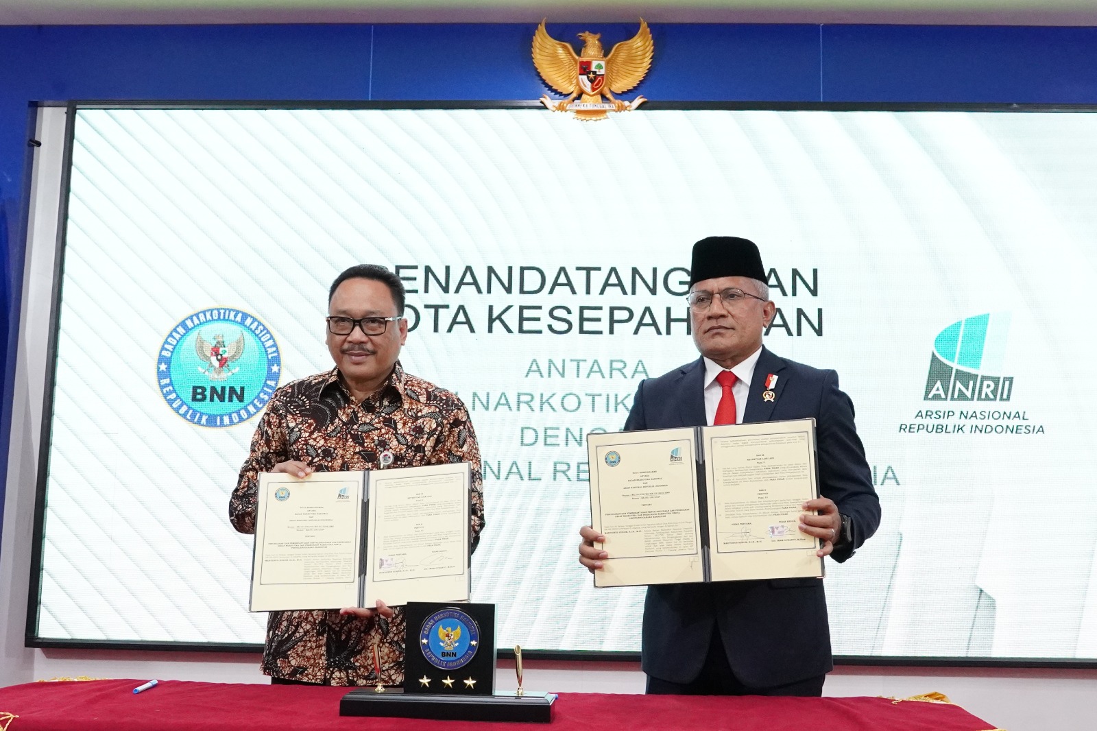 BNN dan ANRI Tandatanganan Nota Kesepahaman serta Pencanangan GNSTA