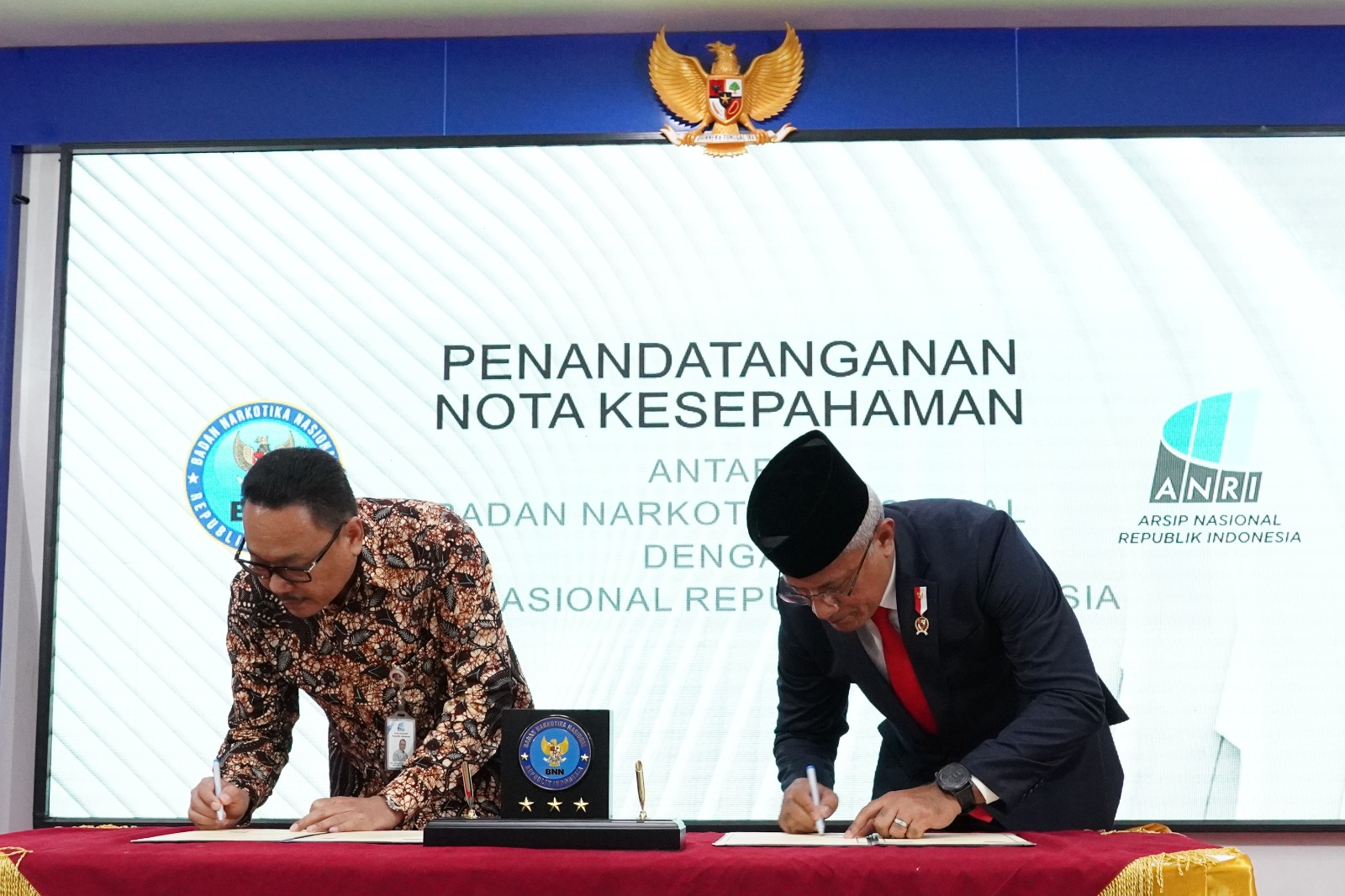 BNN dan ANRI Tandatanganan Nota Kesepahaman serta Pencanangan GNSTA