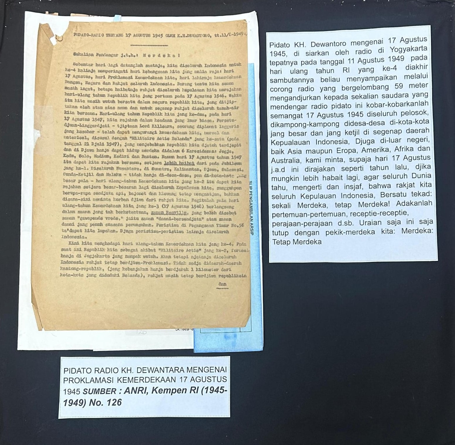 Pameran Binar Bulan Agustus Angkat Tema  Pidato KH. Dewantara Mengenai Proklamasi Kemerdekaan 17 Agustus 1945