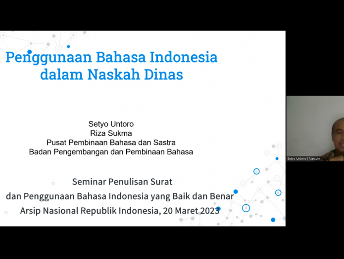 Arsip Nasional RI selenggarakan Penulisan Surat dan Penggunaan Bahasa Indonesia yang Baik dan Benar