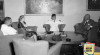 Presiden Sukarno sedang beramah tamah dengan Direktur 20th Century Fox Film, Spyros P. Skouras (1942-1962) (kanan) dan Ny. Skouras di Istana, 31 Oktober 1952