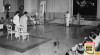 Presiden Sukarno berpidato pada saat pelantikan Ketua Komite Olimpiade Indonesia. Tampak  Dr. A. Halim sebagai Ketua dan Sri Sultan Hamengkubuwono IX sebagai Wakil Ketua, 13 Desember 1951. Sumber : ANRI, Kempen Jakarta 1951 No. 4412