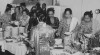 Pertemuan Menteri dan Sekretaris Jenderal Kementerian di kediaman Menteri Sosial, Jalan Teuku Umar, Jakarta. Tampak Sekretaris Perdana Menteri Maria Ulfah Santoso dalam acara tersebut, 20 Juni 1954.