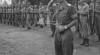 Foto barisan pasukan Koninklijk Nederlands Indisch Leger (KNIL) tengah memberi sikap hormat dalam upacara serah terima kepada Angkatan Perang Republik Indonesia Serikat (APRIS) di Kramatjati, Jakarta. 21 Juli 1950.