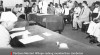 Foto Perdana Menteri Wilopo sedang memberikan sambutan pada acara peresmian berdirinya Liga Muslimin Indonesia di Dewan Perwakilan Rakyat (DPR). 30 Agustus 1952.