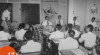 Foto suasana latihan siaran radio yang diselenggarakan oleh Jawatan Radio Republik Indonesia di Stadion Ikada dari khazanah Kementerian Penerangan Jakarta. 17 Januari 1952.